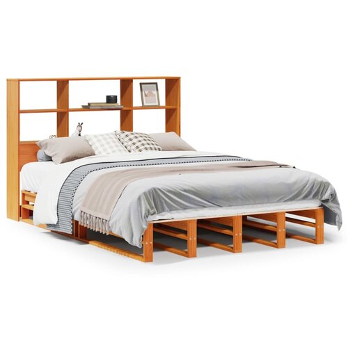 VidaXL Knjižna postelja brez vzmetnice vo&amp;scaron;č. rjava 140x190cm trden les, (21532574) Slike