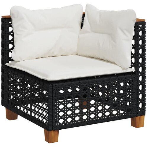  9-dijelni set vrtnih sofa s jastucima crni od poliratana Crna 63.5 x 63.5 x 62 cm Slike