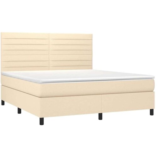  Krevet box spring s madracem LED krem 160x200 cm od tkanine Slike