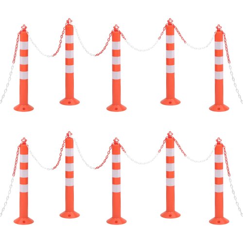  Stupovi za kontrolu prometa s lancem 10 kom 75 cm PE Cijene