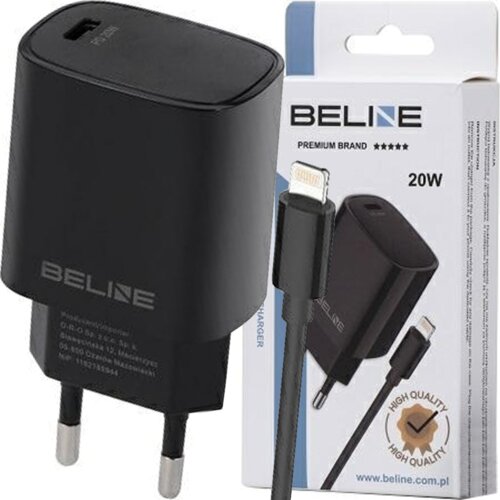 Beline OMREŽNI POLNILEC 1X USB-C 20W + KABEL ZA LIGHTNING PD 3.0 ČRN, (21974676) Cene