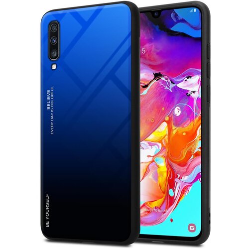 Cadorabo Ohišje, združljiv s Samsungom v modri barvi - črni - dvobarvni zaščitni pokrov iz silikona TPU in hrbta iz kaljenega stekla, (20571022) Cene