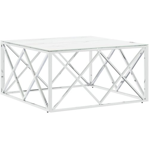 Maison Chic Klubska mizica - kavna mizica - Nizka mizica srebrna 80x80x40 cm nerjaveče jeklo in steklo, (21752601) Slike
