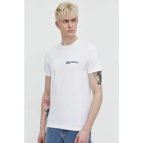KARL LAGERFELD JEANS Pamučna majica za muškarce, boja: bijela, s aplikacijom