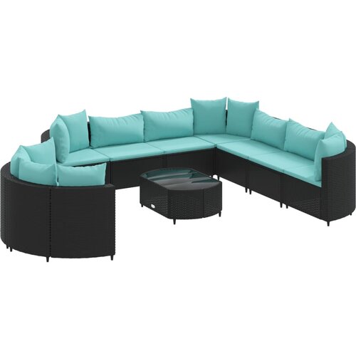 vidaXL 10-dijelni set vrtnih sofa s jastucima crni od poliratana Cijene