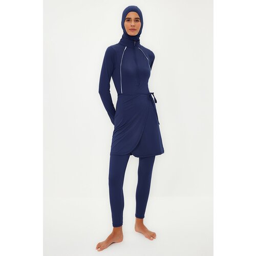 Trendyol Navy Striped Detailed Surf 4-Piece Swimsuit Suit Slike