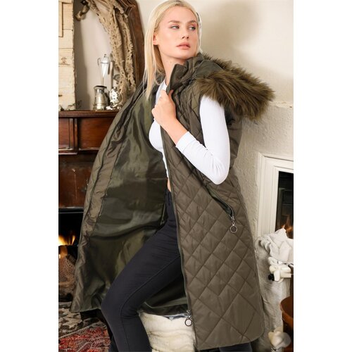 Dewberry Z6718 WOMEN&amp;#039;S VEST-PLAIN KHAKI Slike