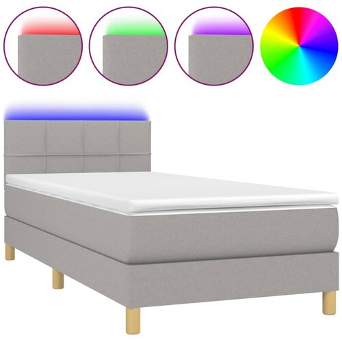 Maison Chic Box spring postelja - Vzmetna postelja z vzmetnico LED svetlo siva 90x200 cm blago SL21821, (21903808) Slike