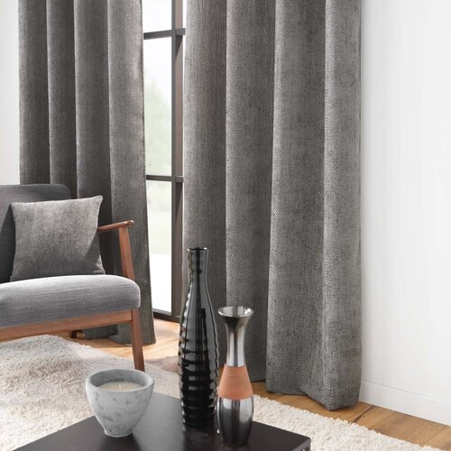Douceur d int&amp;eacute;rieur Antracitno siva zavesa iz &amp;scaron;enilje 140x260 cm Leo &amp;ndash; Slike