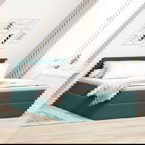  Krevet S LED lampica s pohranom Tamnozelena 120 x 200 cm Baršun Cijene