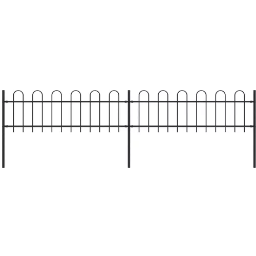  Vrtna ograda s ukrasnim lukovima čelična 3,4 x 0,6 m crna