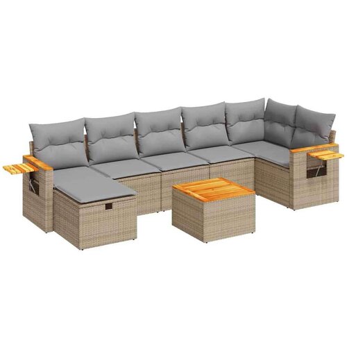 VidaXL 8-dijelni set vrtnih sofa od poliratana s jastucima bež Slike