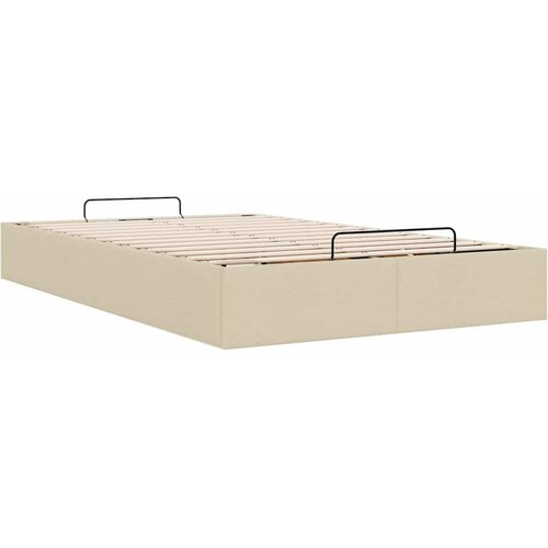  Otomanski okvir kreveta bez madraca krem 120x190 cm od tkanine Slike