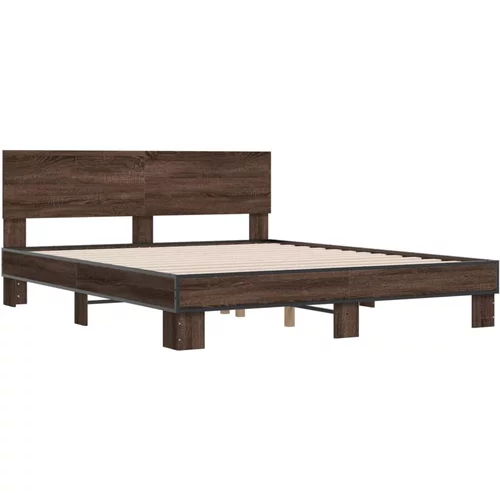 vidaXL Okvir kreveta boja hrasta 160x200 cm konstruirano drvo i metal