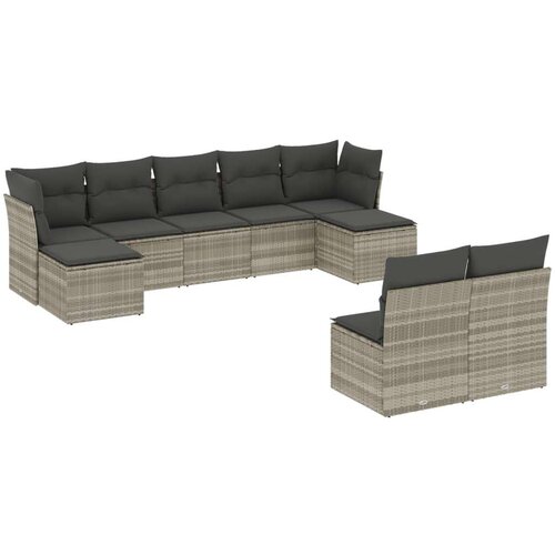 VidaXL 9-dijelni set vrtnih sofa od poliratana s jastucima svjetlosivi Slike