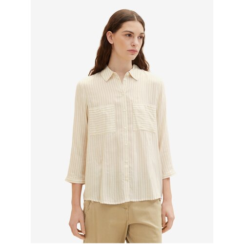 Tom Tailor Beige Ladies Striped Shirt - Women Cene