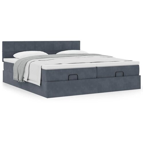 vidaXL Otomanski posteljni okvir z vzmetnicami siv 180x200cm žamet Cene