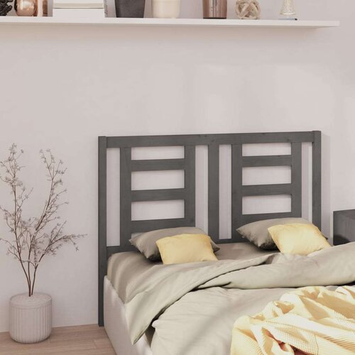  Uzglavlje za krevet sivo 146 x 4 x 100 cm od masivne borovine Slike