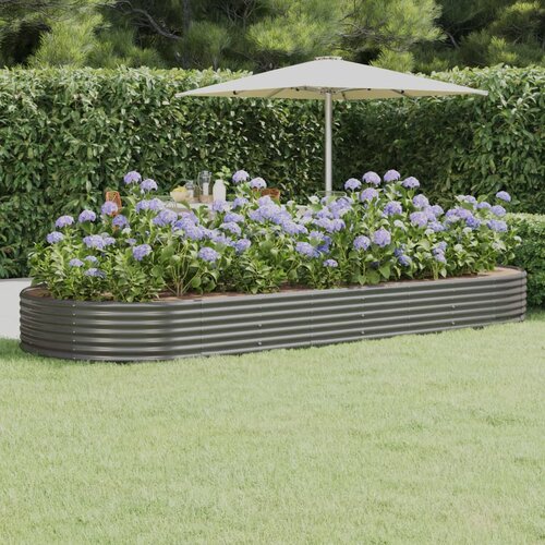 vidaXL Visoka greda iz prašno premazanega jekla 373x140x36 cm siva Cene