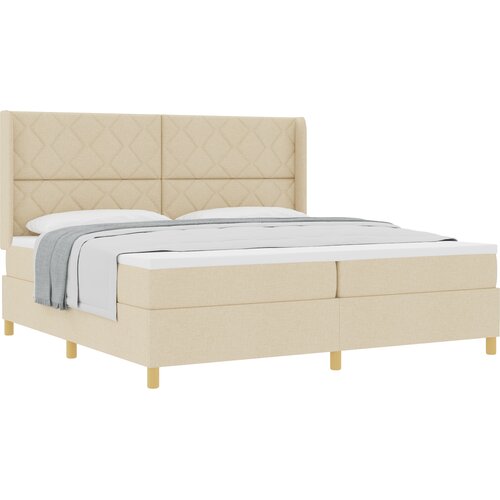 vidaXL Box spring krevet s madracem Krema 200 x 200 cm tkanina Cene