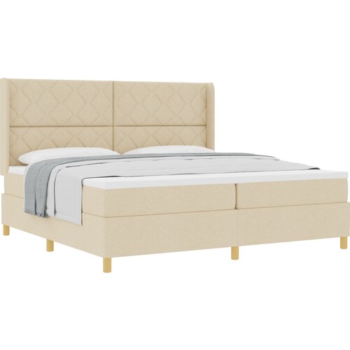 vidaXL Box Spring Postelja z Vzmetnico Krem 200x200 cm Tkanina, (22080827) Cene