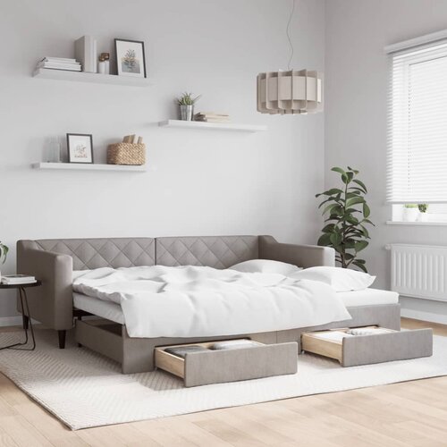 VidaXL Dnevni krevet na razvlačenje smeđesivi 90 x 200 cm od tkanine Slike