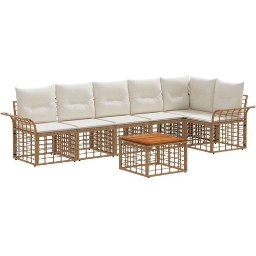  Zunanja garnitura za sedenje 7 pcs Naravna in krem bela, (5000270281) Cene