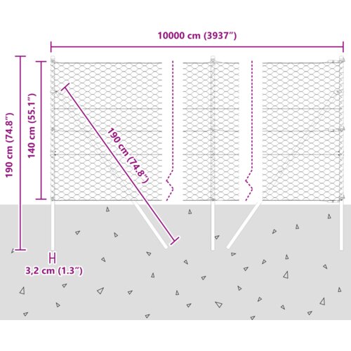 vidaXL heksagonalna ograja Siva 1.4x100 m Jeklo Cene