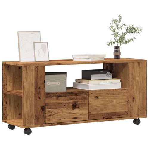 vidaXL TV omarica s kolesi starinski les 102x34,5x43 cm inženirski les Cene