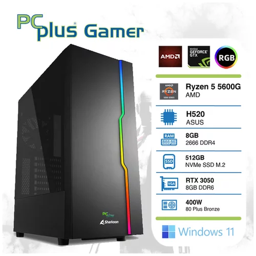 PCPLUS Gamer ryzen 5 5600g 8gb 512gb nvme ssd geforce rtx 30