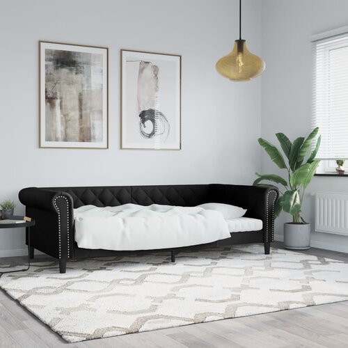  Dnevni krevet crni 80 x 200 cm od umjetne kože Cene
