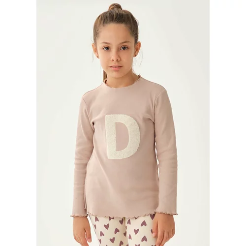 Dagi Dried Rose Embroidery Long Sleeve Sweatshirt