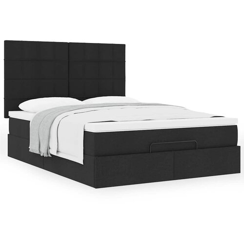 vidaXL Otomanski posteljni okvir z vzmetnico črn 140x190 cm blago Cene