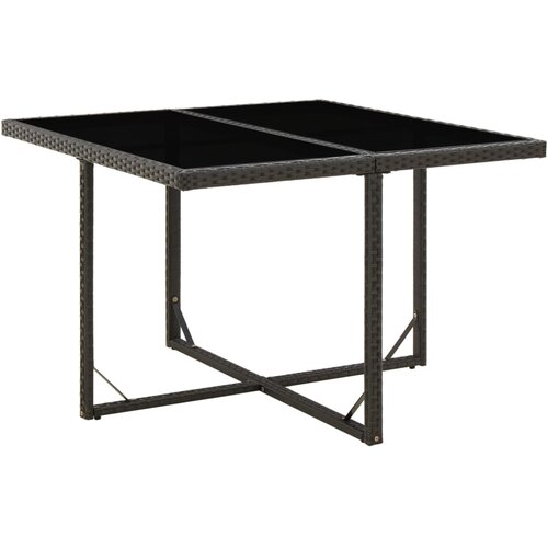 The Living Store Vrtna miza črna 109x107x74 cm poli ratan in steklo - Vrtna Miza, (21474673) Slike