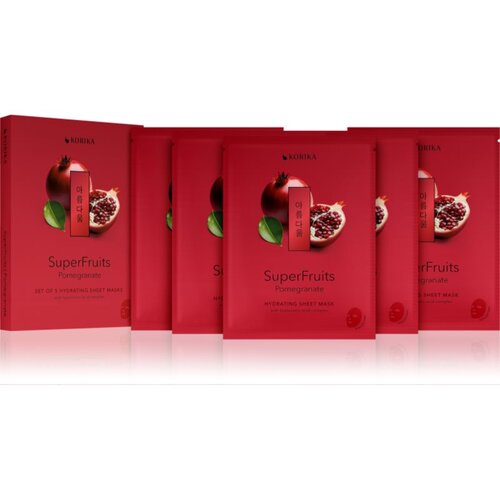 KORIKA SuperFruits Pomegranate - Set of 5 Hydrating Face Sheet Masks set maski za lice ima povoljniju cijenu s hidratantnim učinkom 5x25 g Slike