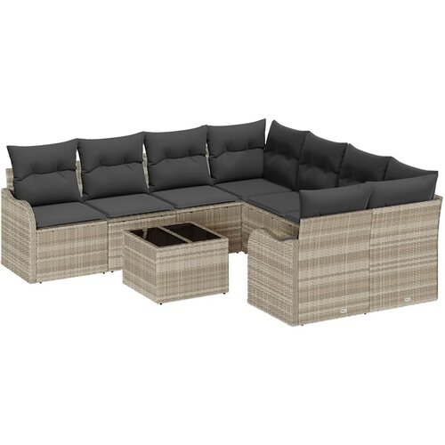 vidaXL Vrtna sedežna garnitura 9 pcs Svetlo siva in temno siva, (5000021152) Cene