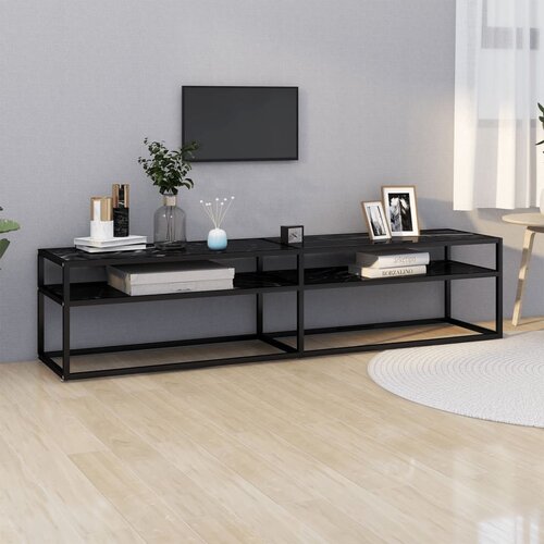 VidaXL TV omarica črn marmor 180x40x40,5 cm kaljeno steklo Slike