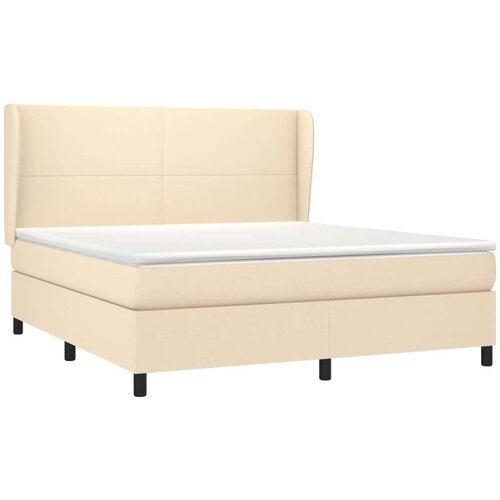  Krevet s oprugama i madracem krem 180x200 cm od tkanine Slike