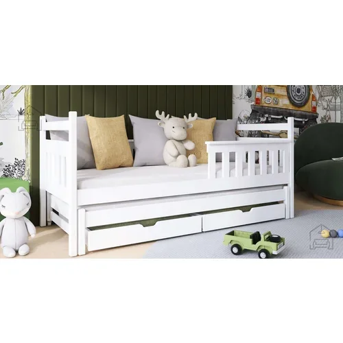 Lano Otroška postelja z dodatnim ležiščem Dominik - 80x160 cm - Bela