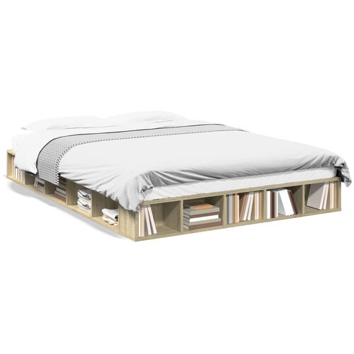 VidaXL Okvir za krevet boja hrasta 140 x 200 cm konstruirano drvo Slike