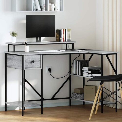  Stol s policom Siva Sonoma 120 x 79 x 86,5 cm Konstruirano drvo Cene