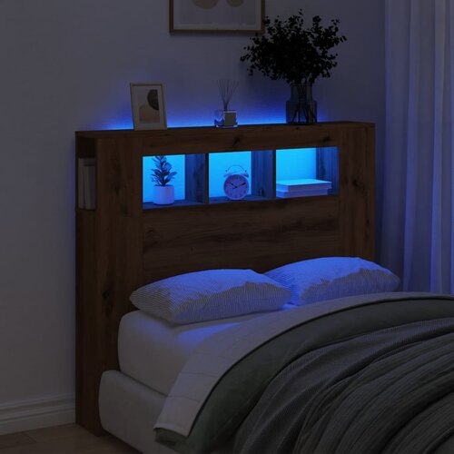 vidaXL LED posteljno vzglavje artisan hrast 120x18,5x103,5 cm inž. les Cene