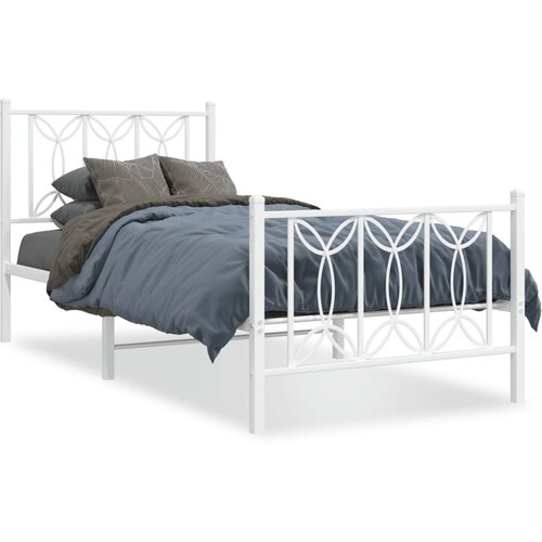 VidaXL Metalni okvir kreveta uzglavlje i podnožje bijeli 80x200 cm Slike