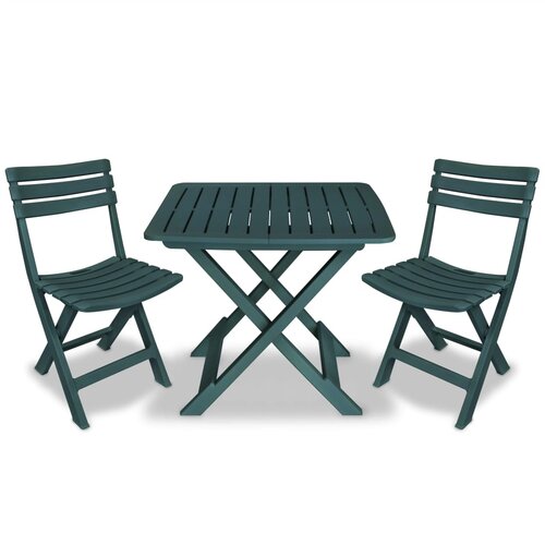 VidaXL Zložljiva bistro garnitura 3-delna plastika zelena, (20598225) Slike