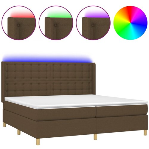vidaXL Box spring postelja z vzmetnico LED temno rjava 200x200cm blago, (20899995) Cene