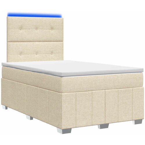  LED okvir za krevet s madracem Krem 120 x 200 cm Tkanina Slike