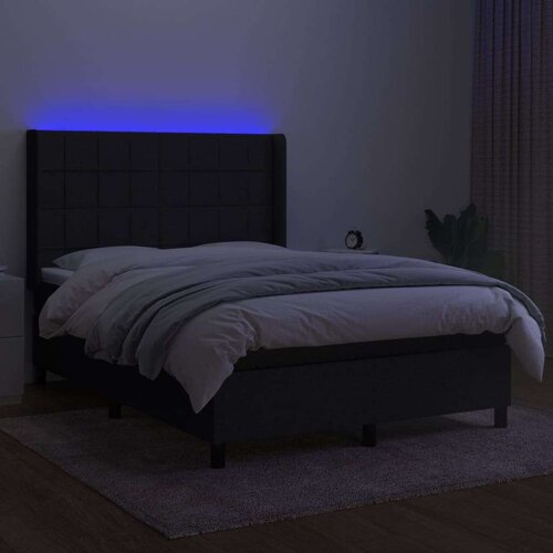  Box spring s madracem LED crni 140x200 cm od tkanine Slike