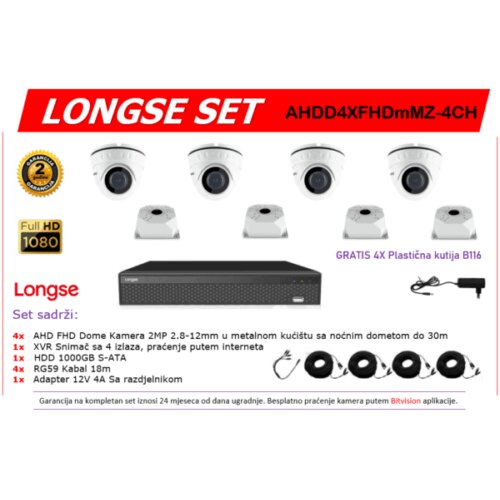 Longse SET 4 KAMERE AHDD4XFHDmMZ-4CH Cijene