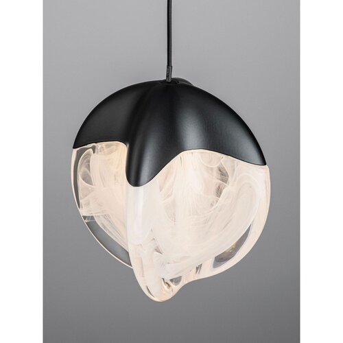 Nova Luce Mat črna aluminijasta LED zatemnitvena viseča svetilka s steklenim senčilom &amp;oslash; 12 cm Alicia &amp;ndash; Slike