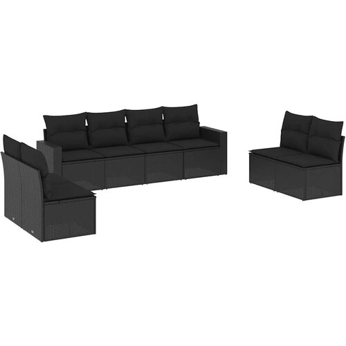  8-dijelni set vrtnih sofa od poliratana s jastucima crni Crna 66 x 62 x 69 cm Slike